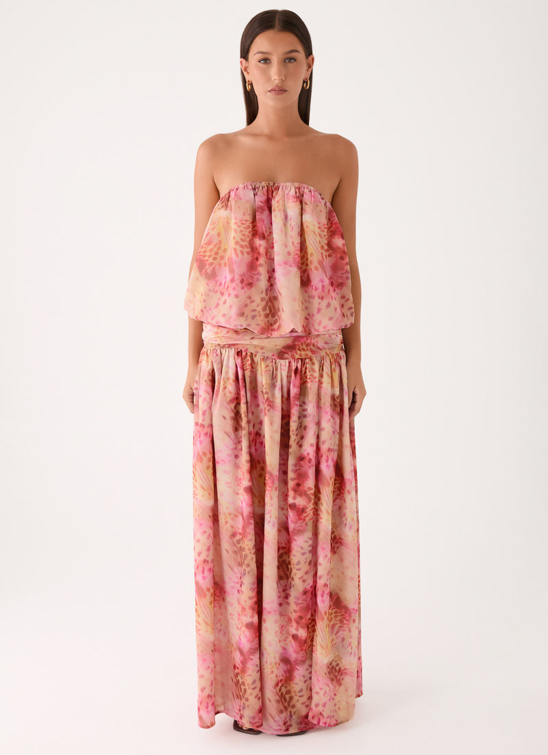 Lioras Strapless Maxi Dress - Botanic Cheetah
