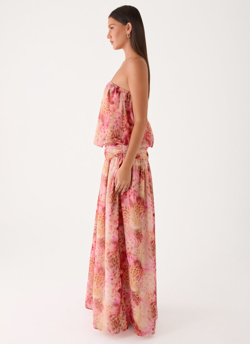 Lioras Strapless Maxi Dress - Botanic Cheetah