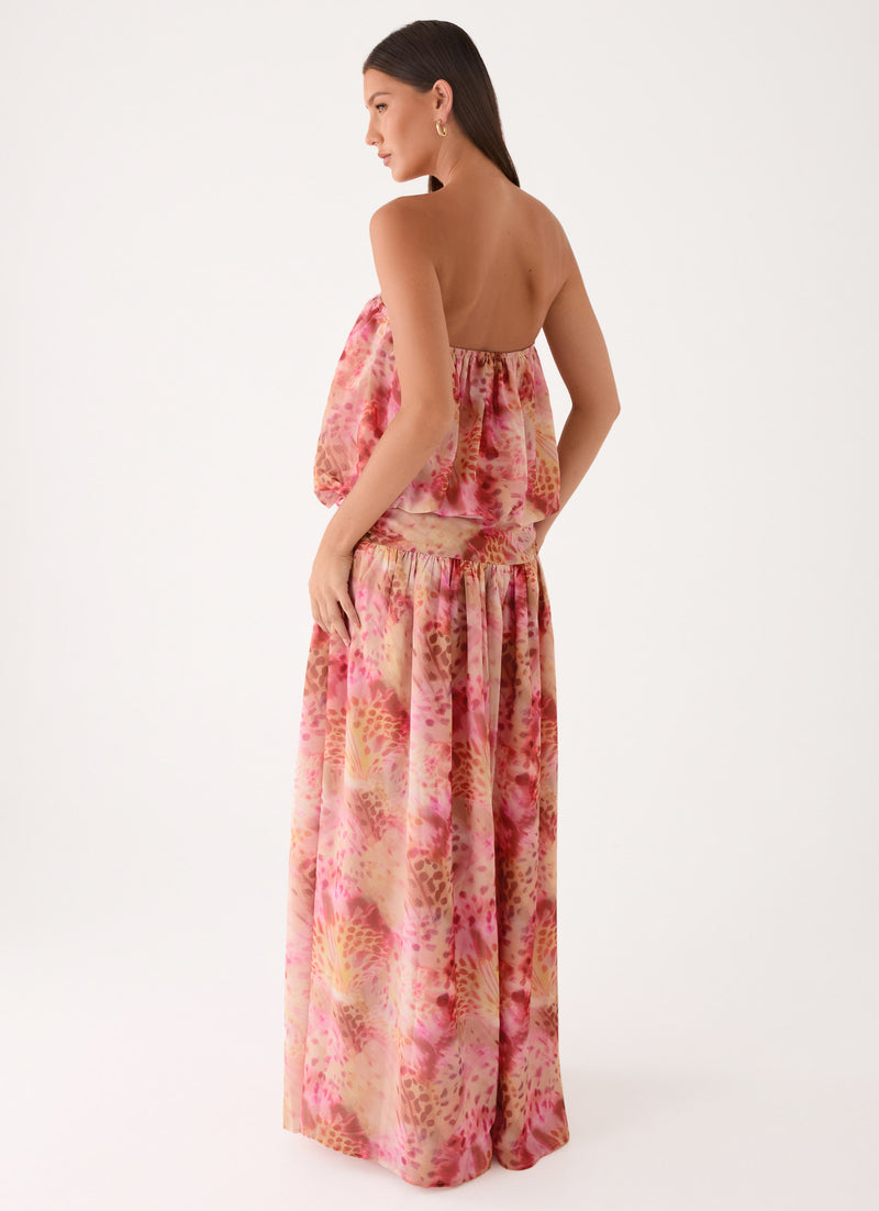 Lioras Strapless Maxi Dress - Botanic Cheetah