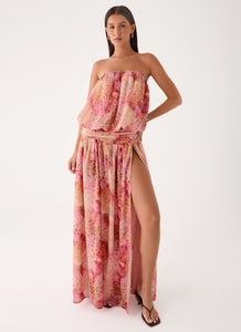 Lioras Strapless Maxi Dress - Botanic Cheetah