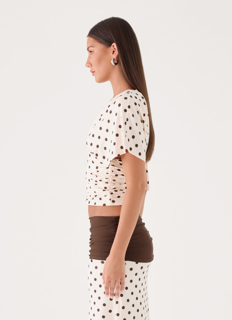 Lorelei Top - Cream Polka Dot