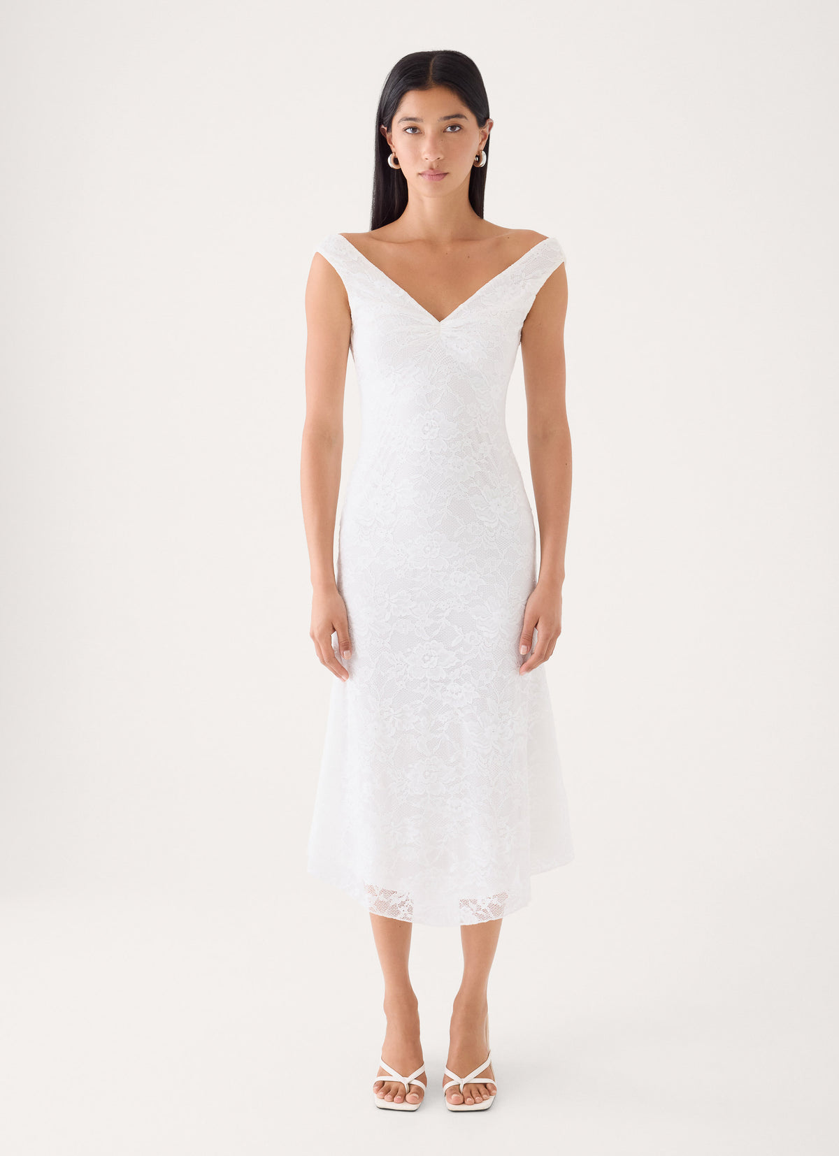 Love Street Lace Midi Dress - White