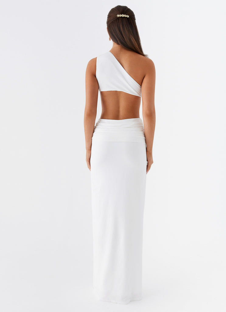 Womens Lovesome Rosa Maxi Dress in the colour White in front of a light grey background