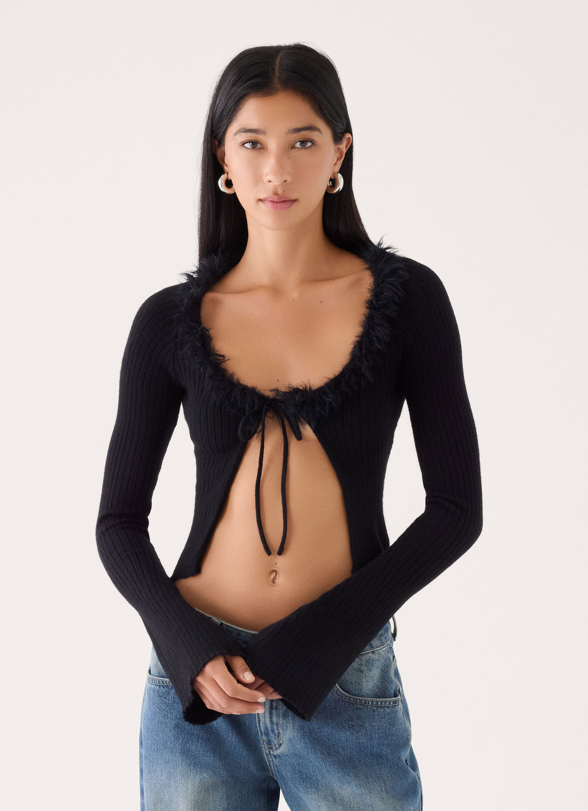 Luxa Faux Feather Top - Black