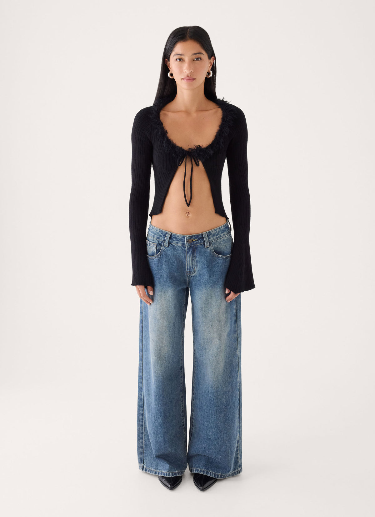 Luxa Faux Feather Top - Black