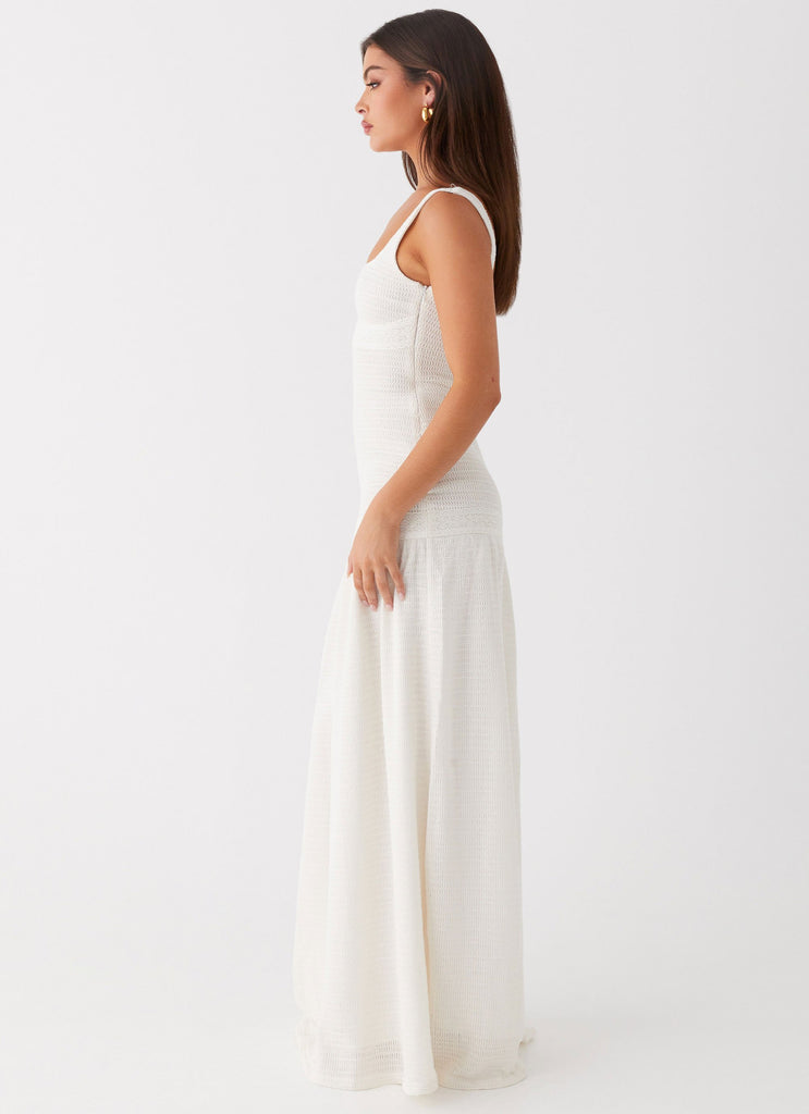 Womens Lyrical Maxi Dress in the colour Ivory in front of a light grey background