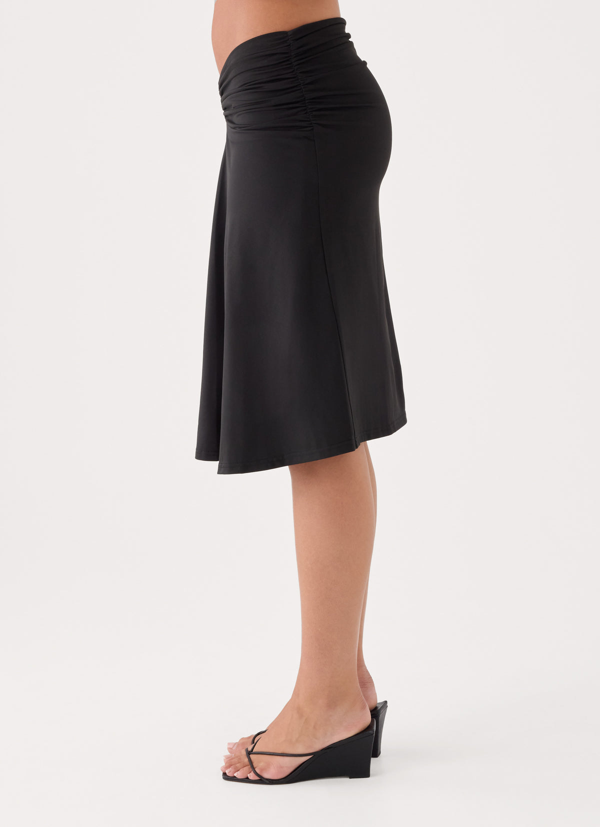 Madelyne Jersey Midi Skirt - Black
