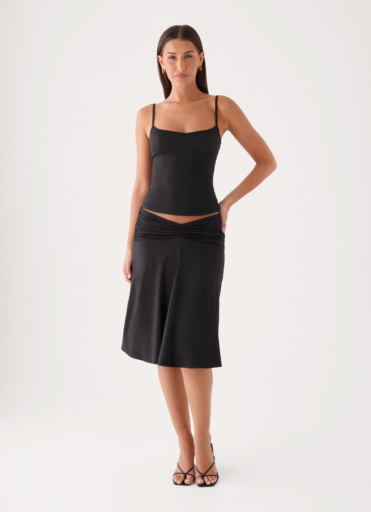 Madelyne Jersey Midi Skirt - Black