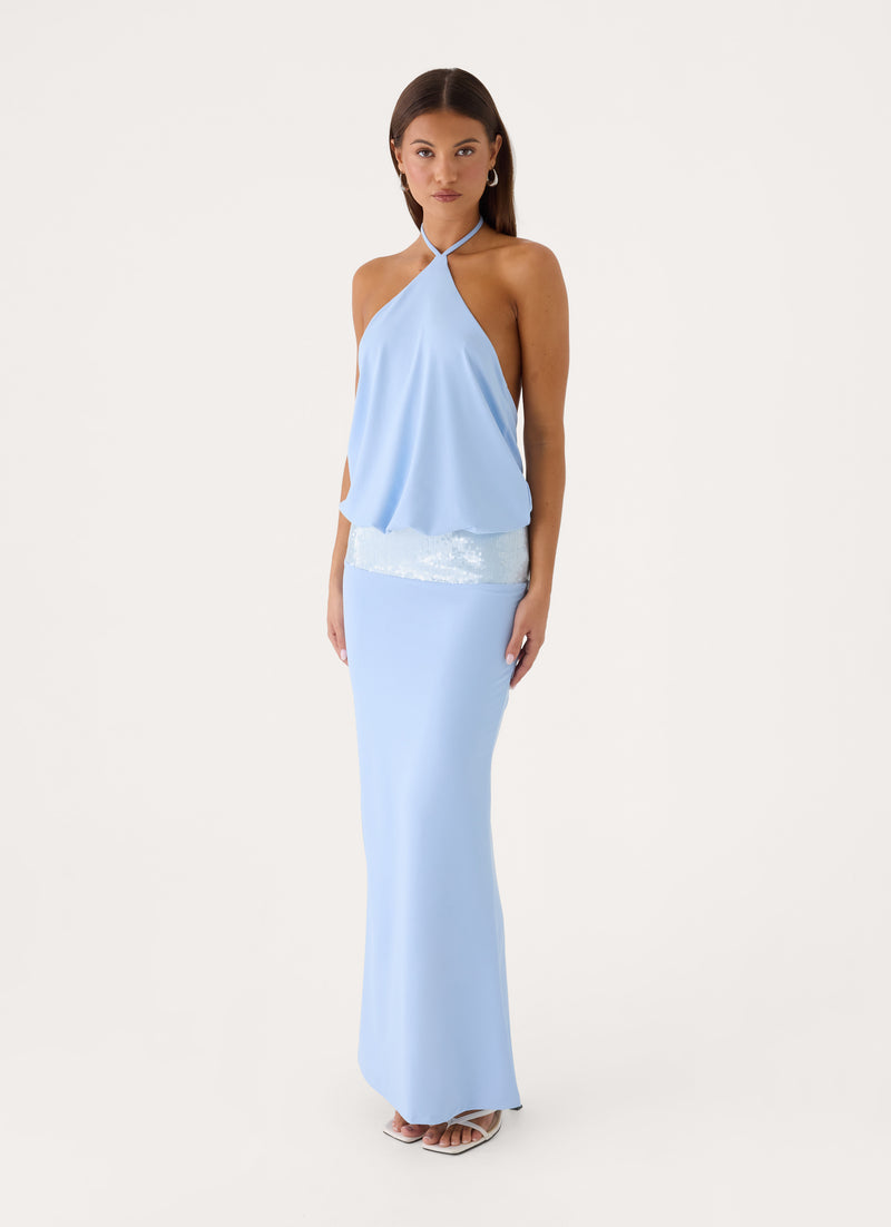 Marcie Halter Maxi Dress - Powder Blue