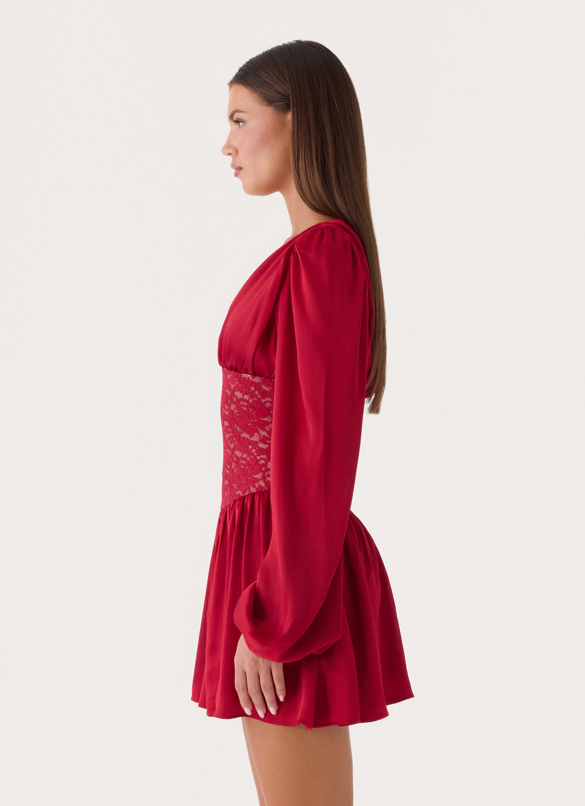 Mariana Lace Mini Dress - Red