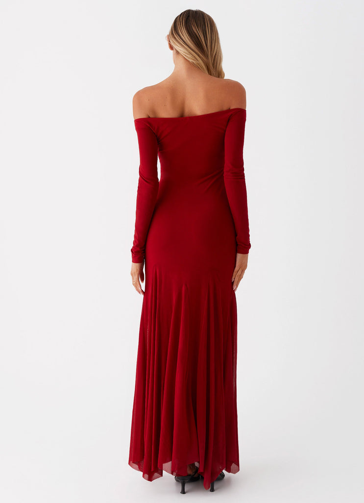 Womens Maribel Maxi Dress in the colour Red in front of a light grey background