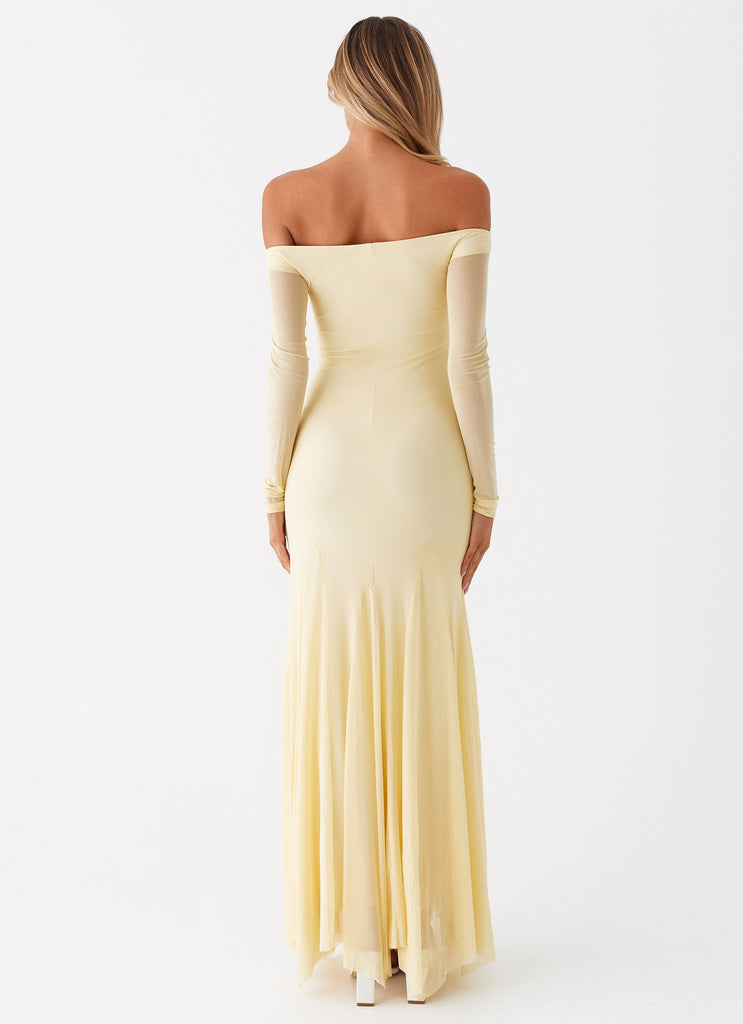 Womens Maribel Maxi Dress in the colour Yellow in front of a light grey background