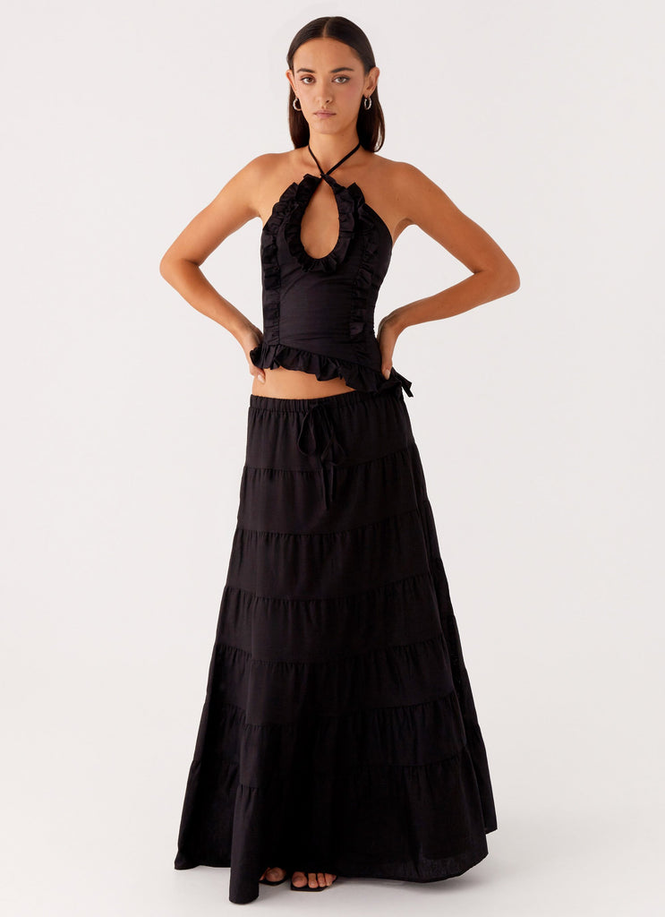 Mariella Linen Maxi Skirt - Black