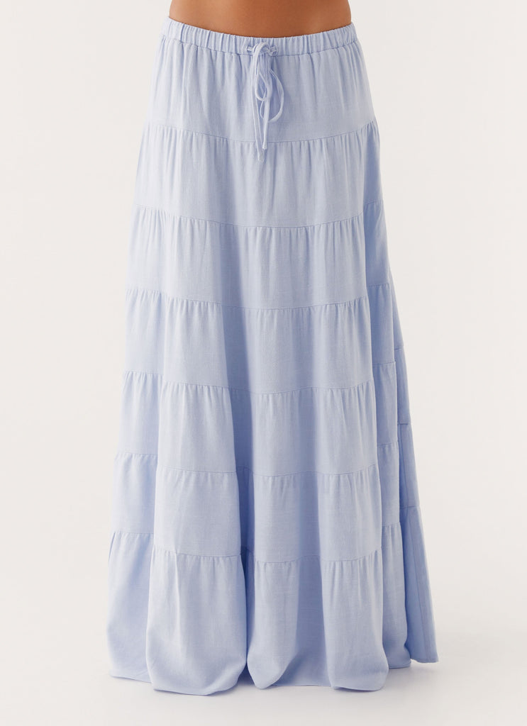 Mariella Linen Maxi Skirt - Blue