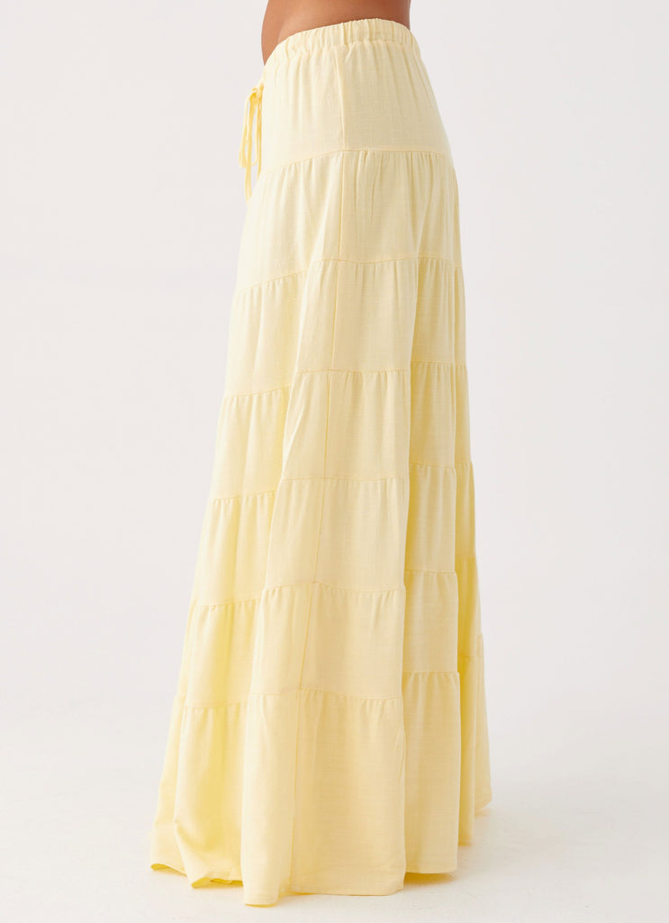 Mariella Linen Maxi Skirt - Yellow