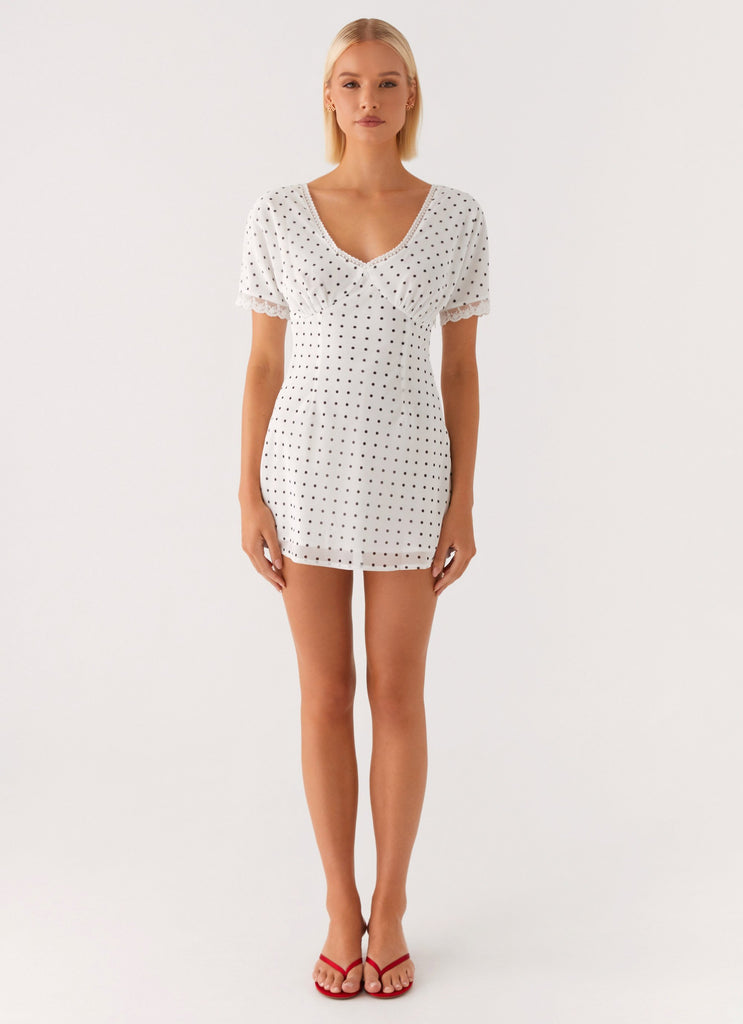 Marlowe Mini Dress - White Polkadot