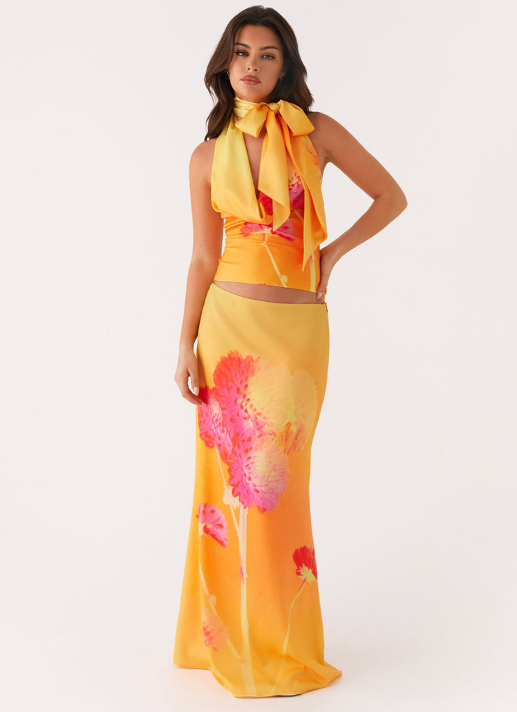 Marrakesh Maxi Skirt - Orange Floral