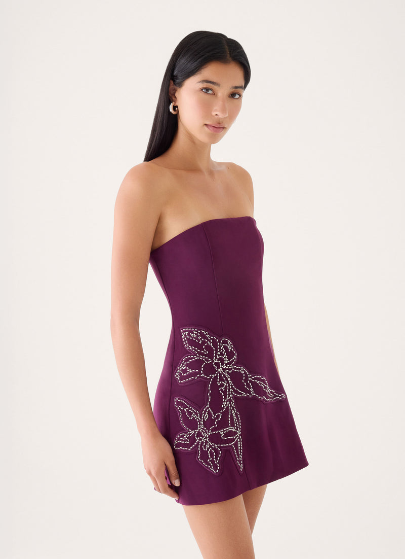 Marta Strapless Mini Dress - Eggplant