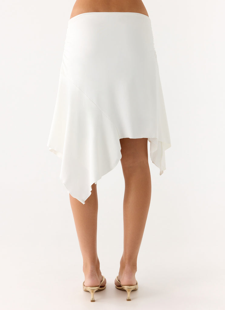 Maxina Asymmetrical Midi Skirt - White