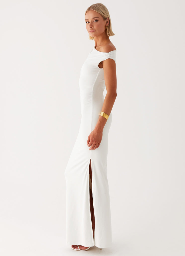 Womens Mendes Maxi Dress in the colour White in front of a light grey background