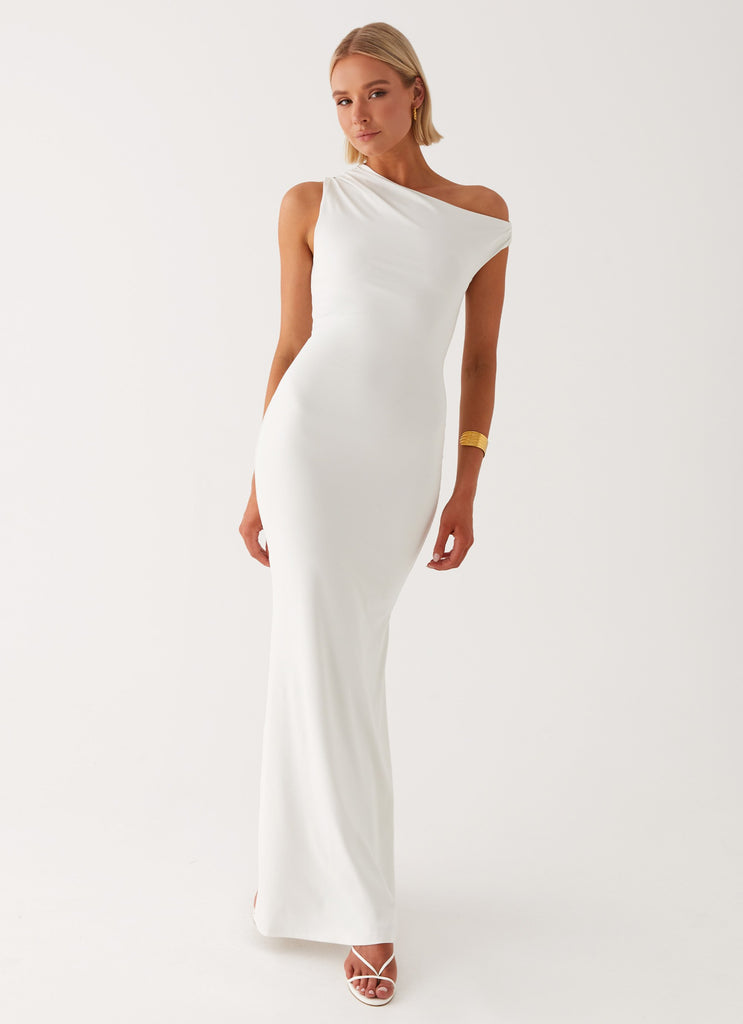 Womens Mendes Maxi Dress in the colour White in front of a light grey background