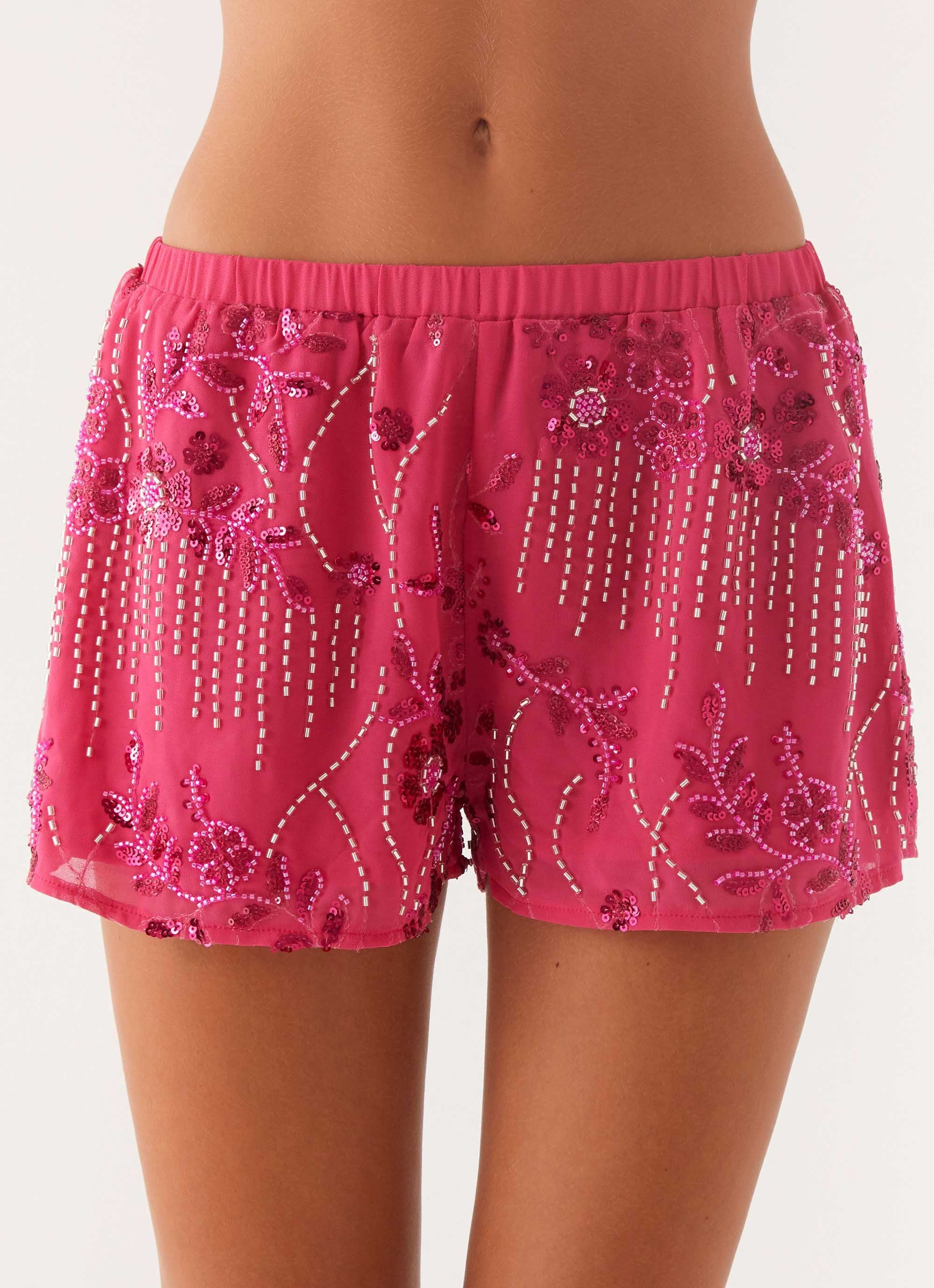 Mercer Sequin Mini Shorts - Fuchsia – Peppermayo