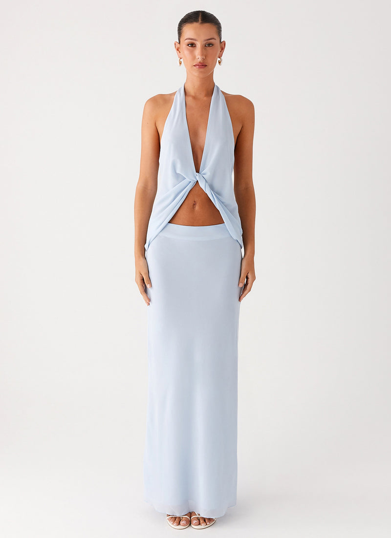 Michaella Chiffon Maxi Skirt - Blue