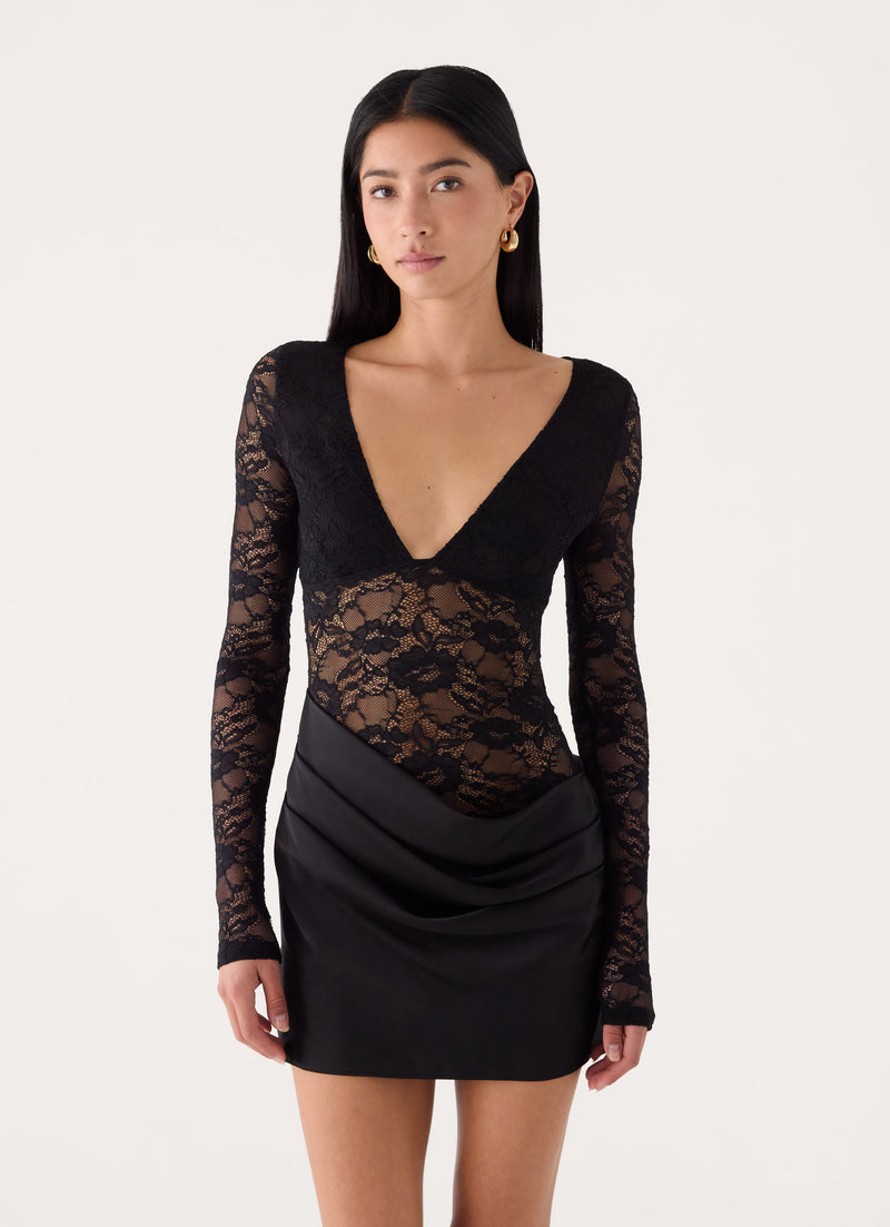 Michayla Lace Mini Dress - Black