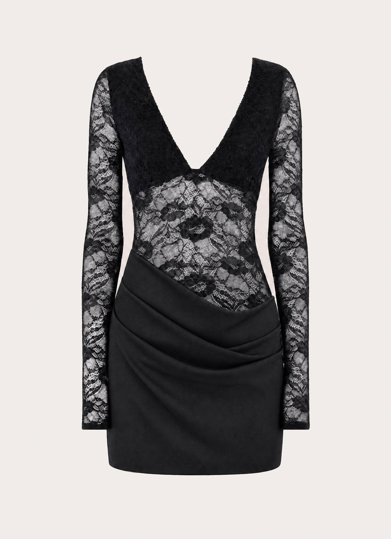 Michayla Lace Mini Dress - Black