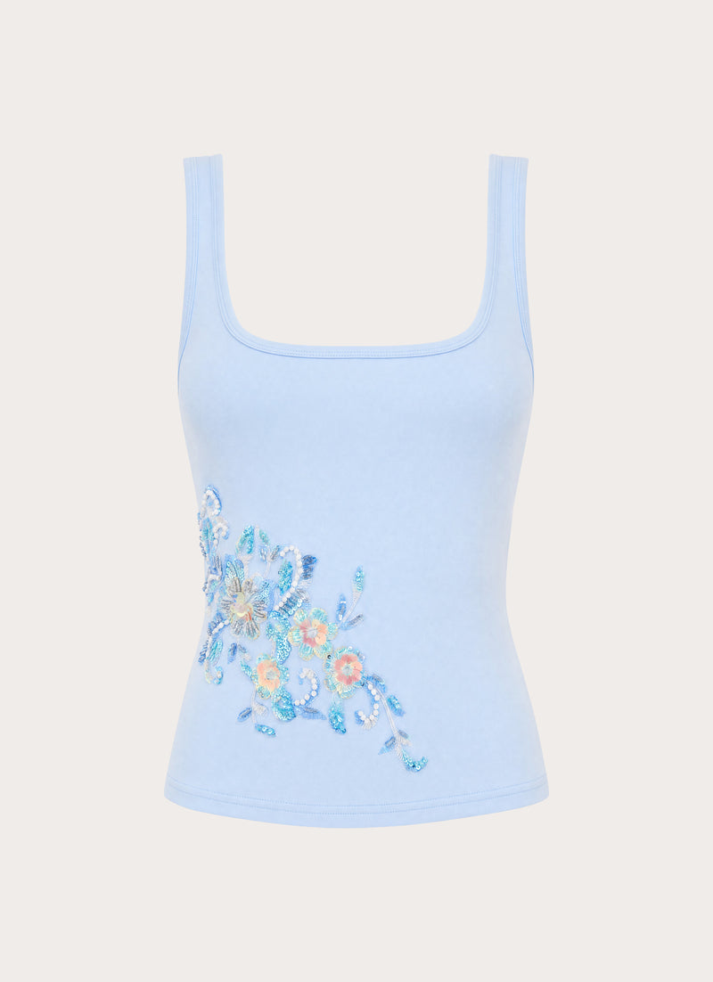Michele Floral Top - Baby Blue