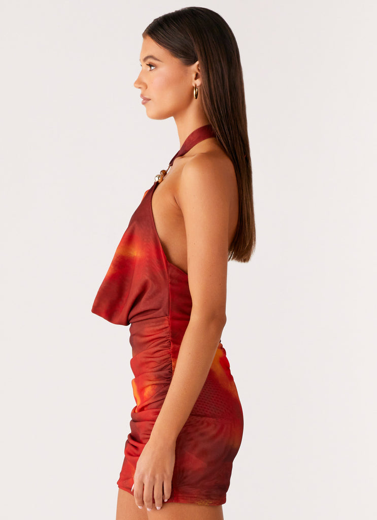 Midnight Ember Mini Dress - Scarlet Blur