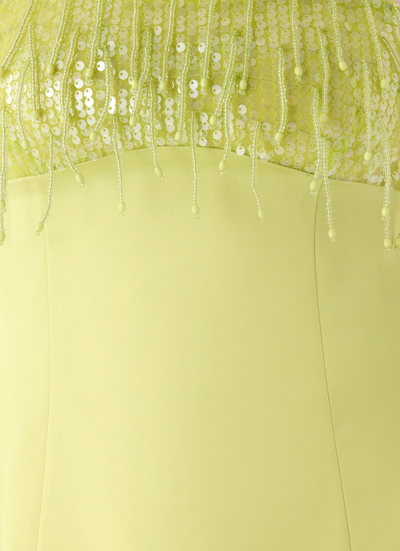 Miftie Beaded Sequin Mini Dress - Lime