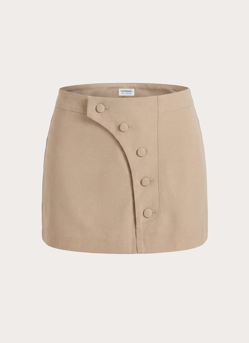 Milae Suede Micro Mini Skirt - Beige