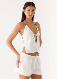 Millo Tie Halter Top - Ivory