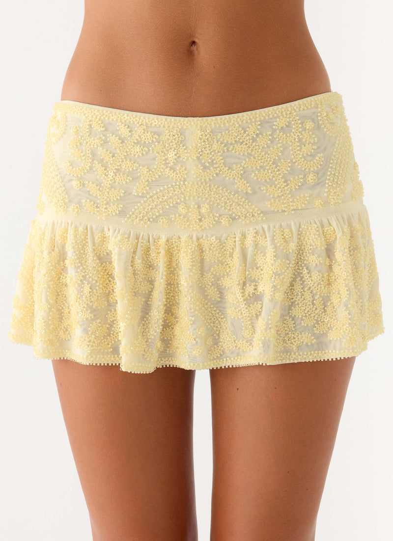 Mimi Beaded Mini Skort - Yellow