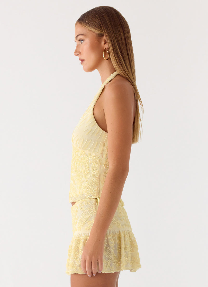 Mimi Beaded Top - Yellow