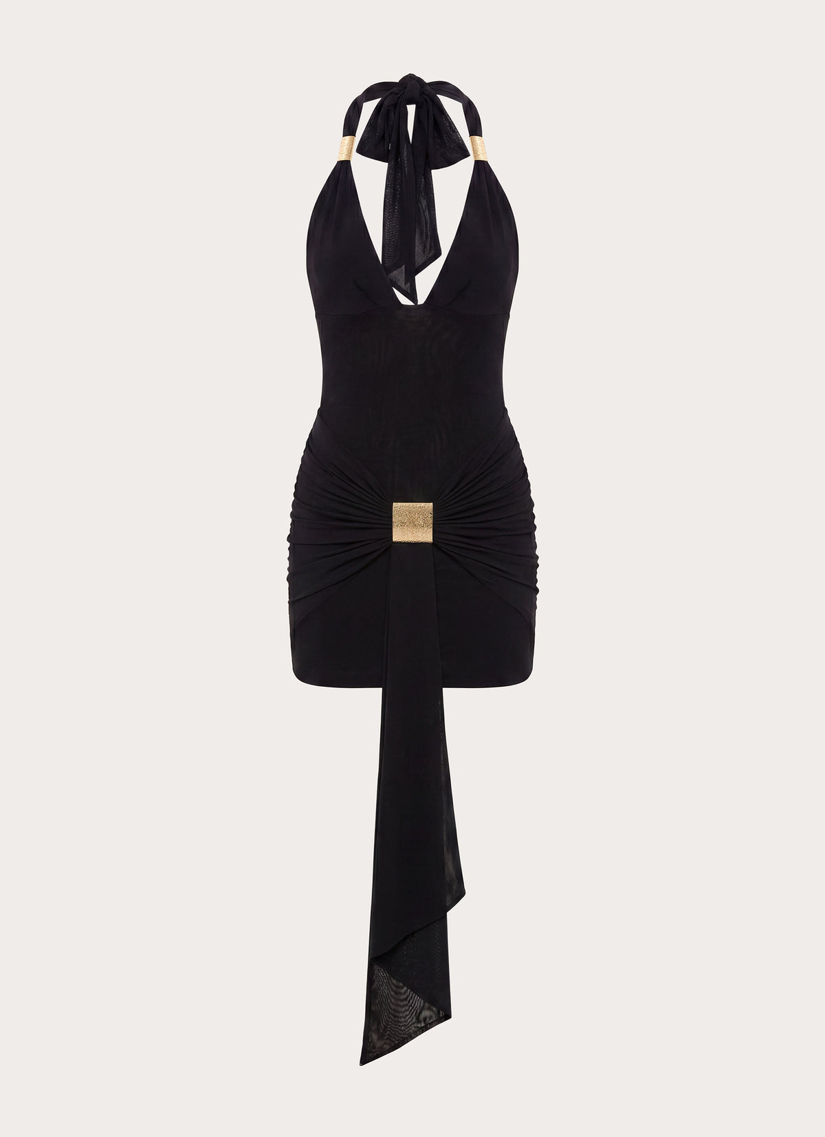 Miyah Halter Hardware Mini Dress - Black