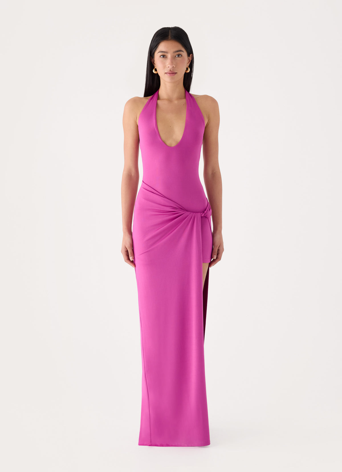 Mokono Halter Wrap Maxi Dress - Mulberry Pink