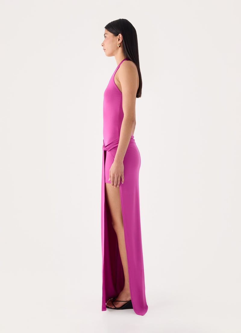 Mokono Halter Wrap Maxi Dress - Mulberry Pink