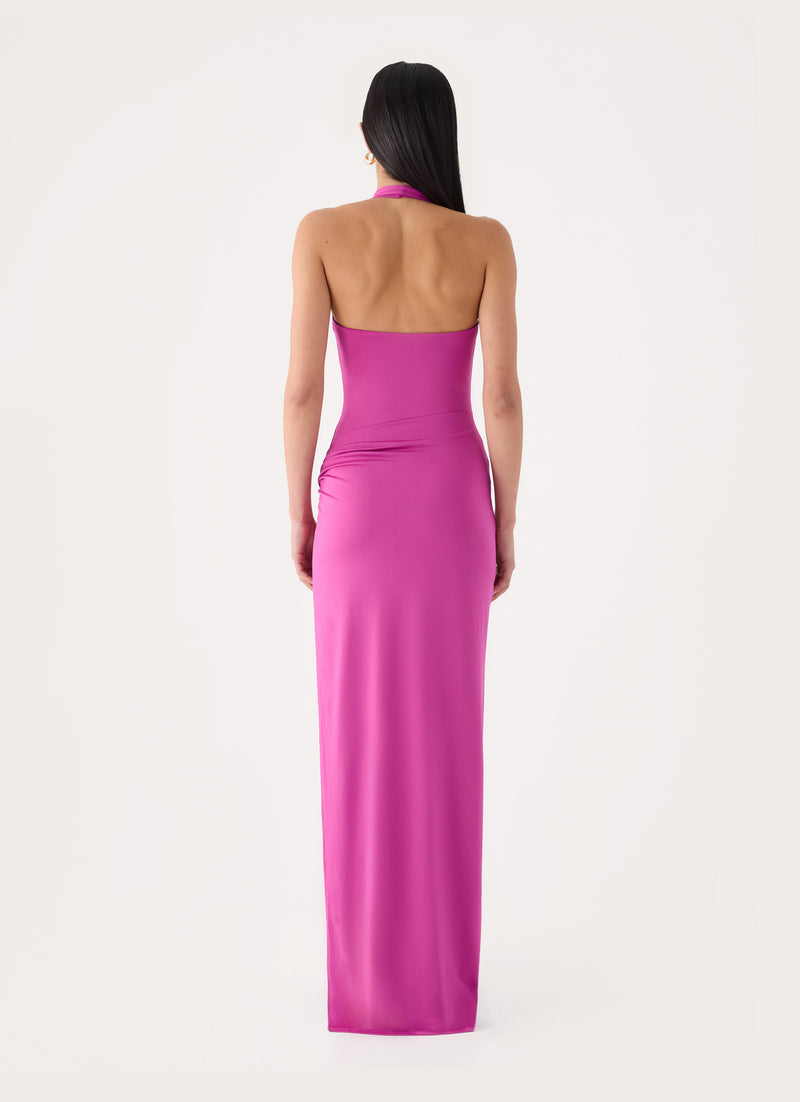 Mokono Halter Wrap Maxi Dress - Mulberry Pink