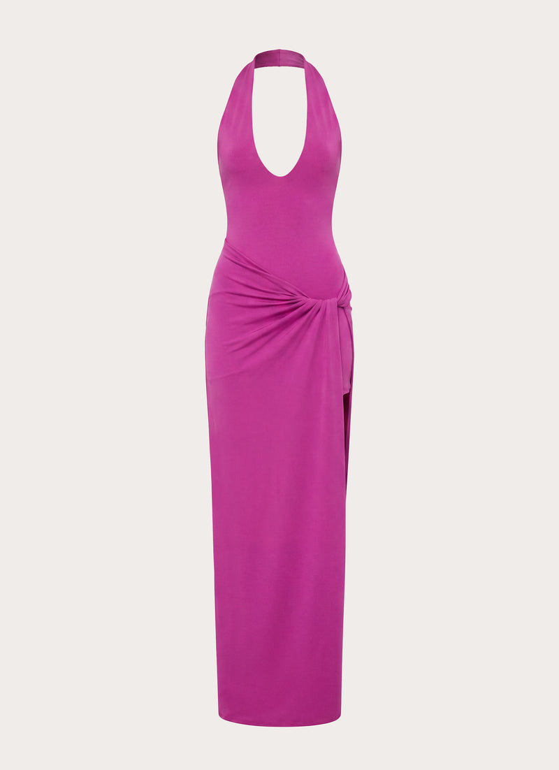 Mokono Halter Wrap Maxi Dress - Mulberry Pink