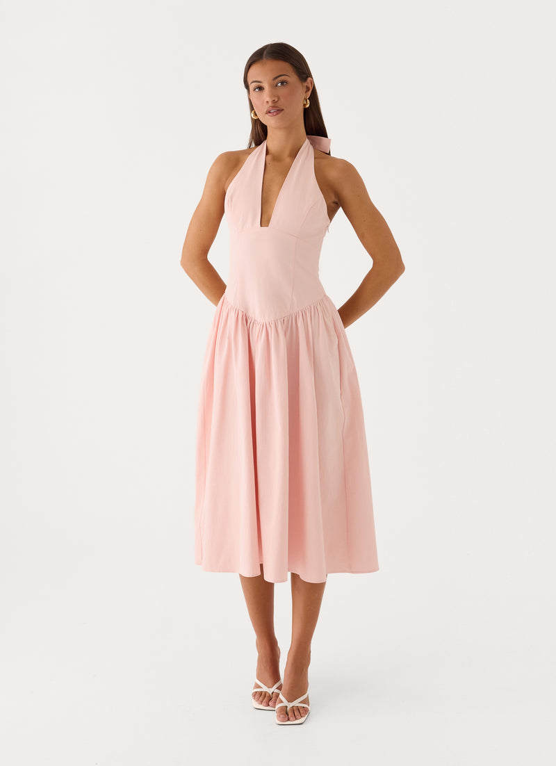 Monique Halter Midi Dress - Marshmallow Pink