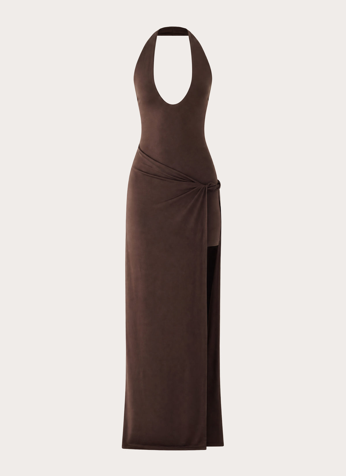 Monna Halter Wrap Maxi Dress - Chocolate