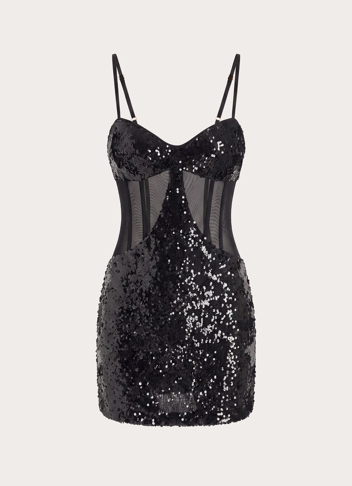 Monnise Sequin Corset Mini Dress - Black