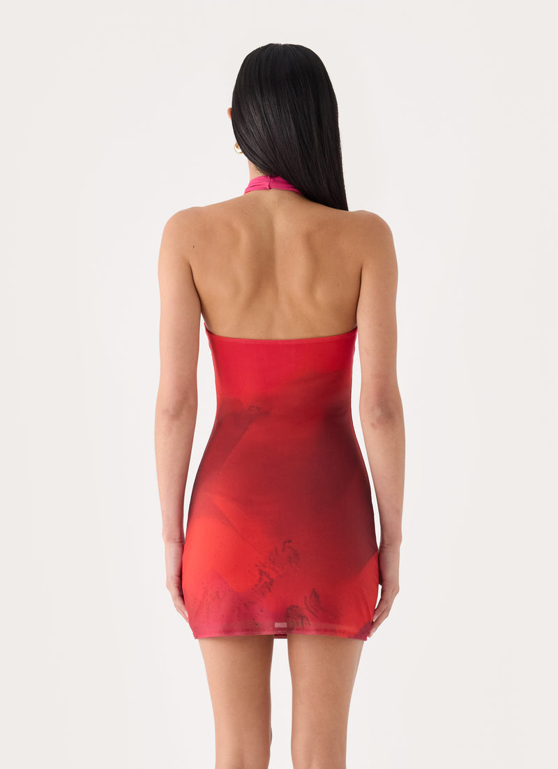 Montella Halter Mini Dress - Pink Violet Bloom