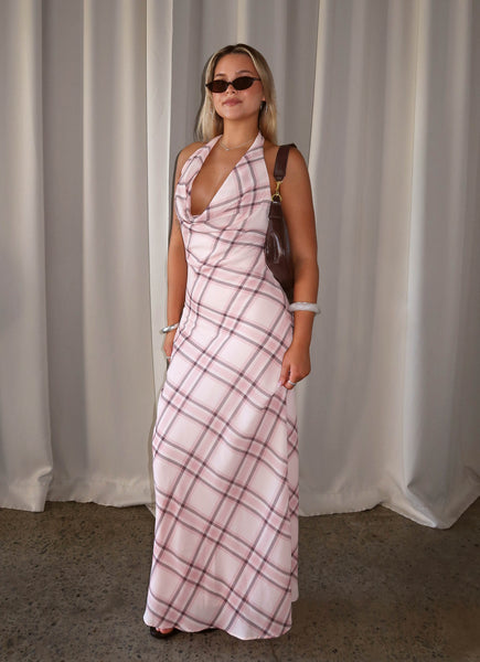 Muse Maxi Dress - Pink Check – Peppermayo