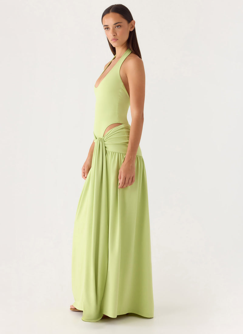 My Answer Bodysuit Maxi Dress - Lime