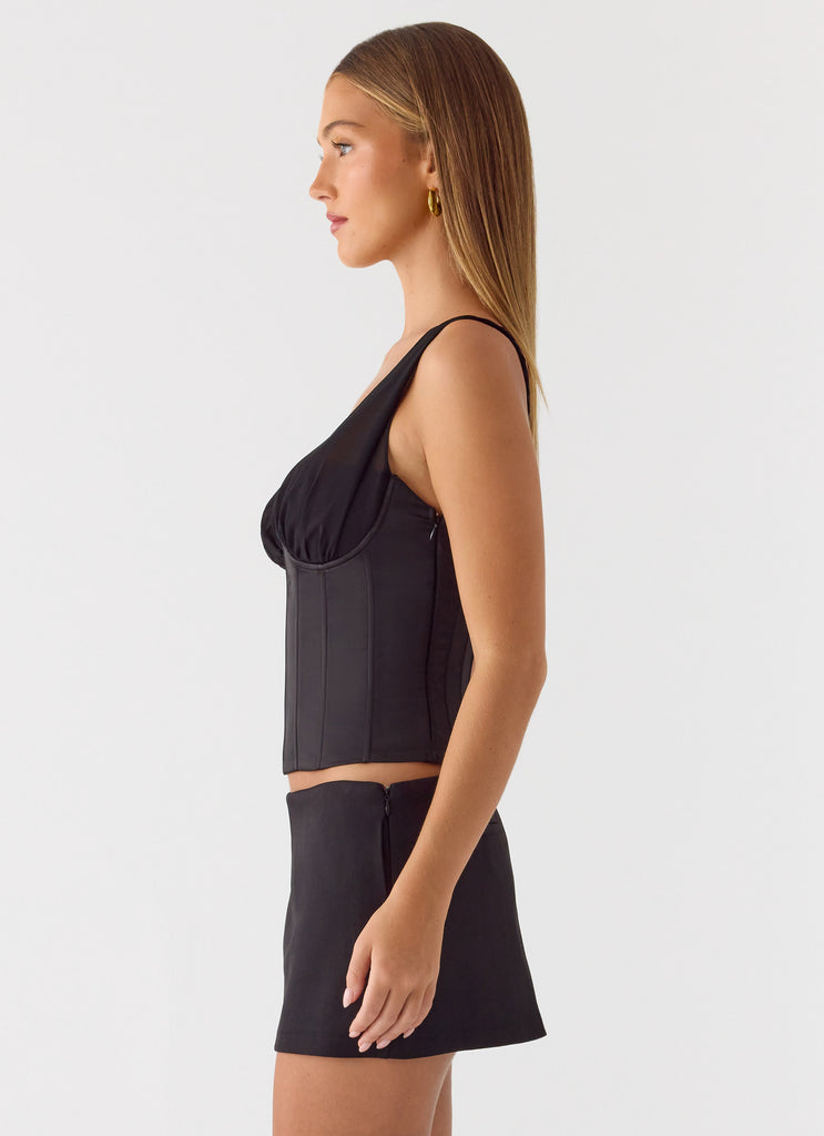 Natalya Corset Top - Black
