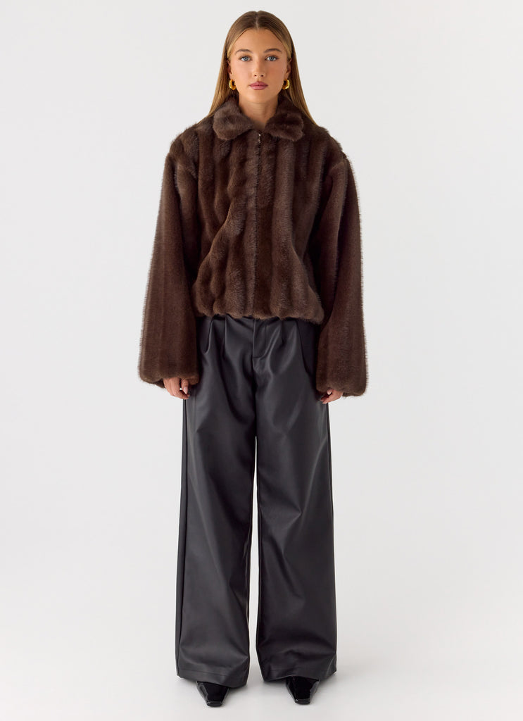 Naylor Faux Fur Jacket - Chocolate
