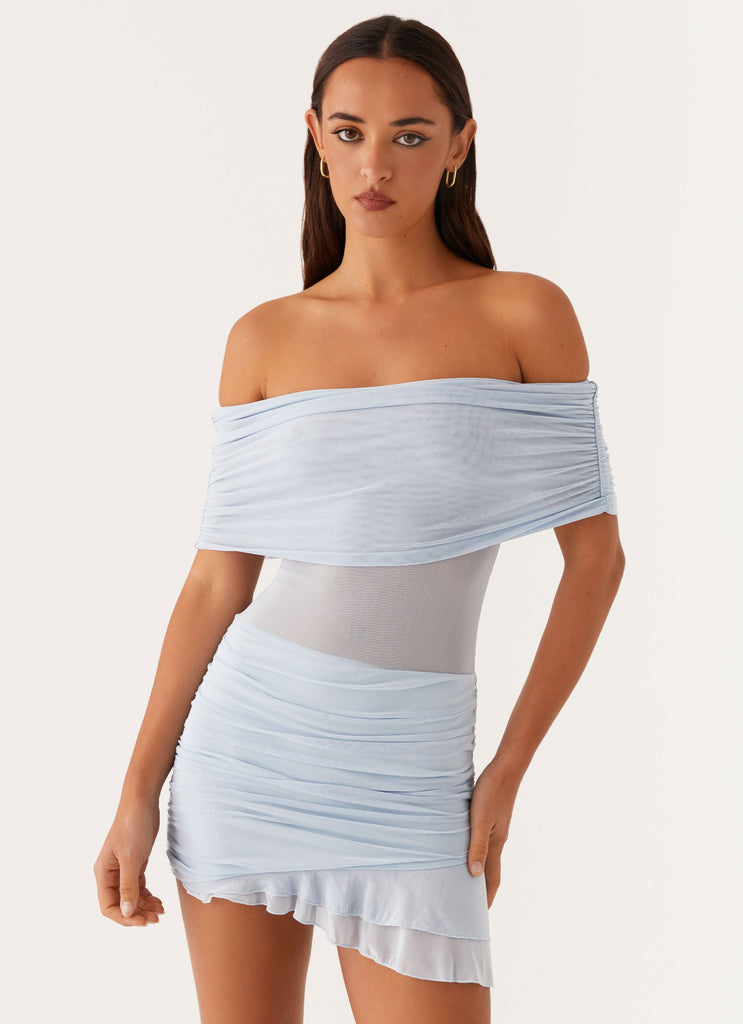 Nelly Off Shoulder Mini Dress - Blue